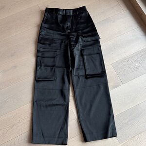 Frame Denim Satin Black Cargo pant